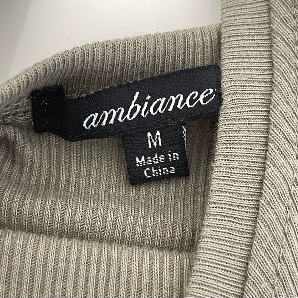AMBIANCE tank top dress RIBBED woven knit sleeveless olive green long dr… - Picture 5 of 8